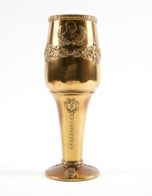 Patriotischer Pokal aus Gelbmetall auf Kaiser Franz Josef I., - Antiquitäten