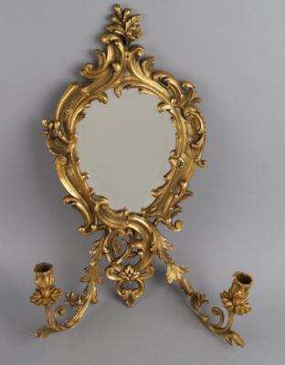 Zweiflammige Applike mit Spiegel, - Antiquitäten