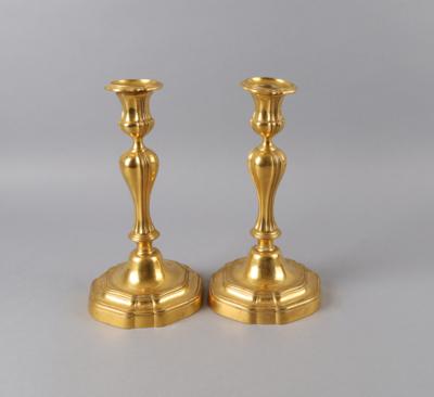 Christofle - Paar bronze doréKerzenleuchter, 2. Hälfte 19. Jh., - Antiquariato