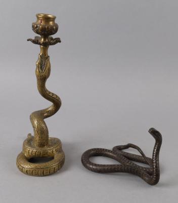 Schlange und Kerzenleuchter in Form einer Schlange, - Starožitnosti