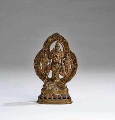 Kleine Bronzefigur der weißen Tara, Tibet, 19. Jh., - Works of Art