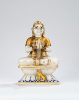 Marmorfigur der sitzenden Parvati, Indien, 19./20. Jh., - Antiquariato