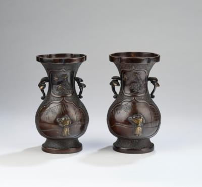 Paar Bronzevasen, Japan, Meiji Periode, - Antiquitäten