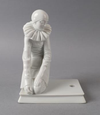 Dorothea Charol, Tischlampenfuß mit Pierrot, Entwurf: um 1920, Ausführung: Porzellanmanufaktur Philipp Rosenthal & Co, Selb - Antiquitäten