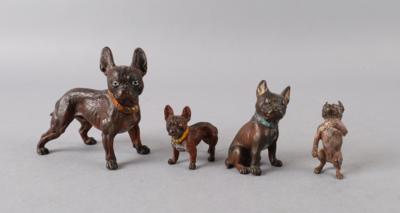 Wiener Bronzen, teils Firma Bergmann- 4 Bulldoggen, - Antiquitäten