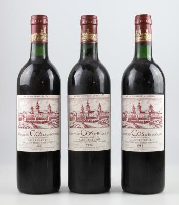 1986 Château Cos d'Estournel, Bordeaux, 92 Cellar Tracker-Punkte, 3 Flaschen - Wines and Spirits powered by Falstaff