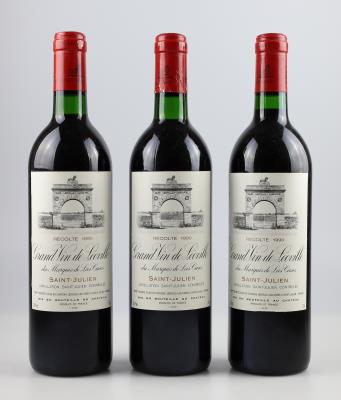 1990 Château Léoville Las Cases, Bordeaux, 95 Parker-Punkte, 3 Flaschen - Víno a lihoviny