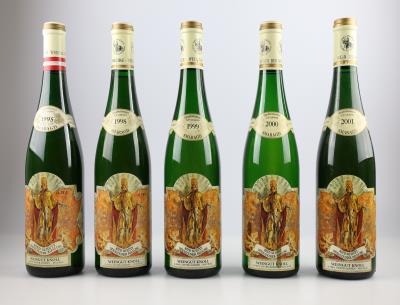 1995, 1998, 1999, 2000, 2001 Riesling Ried Dürnstein Schütt Smaragd, Weingut Knoll, Wachau, 5 Flaschen - Víno a lihoviny