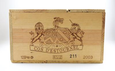2003 Château Cos d'Estournel, Bordeaux, 95 Wine Enthusiast-Punkte, 12 Flaschen, in OHK - Die große Oster-Weinauktion powered by Falstaff