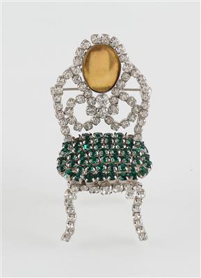 Christian Dior - Dreidimensionale Stuhl-Brosche, 1966, - Handtaschen und Accessoires