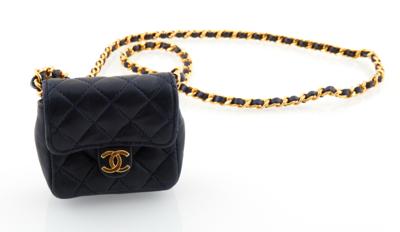 Chanel Black Quilted Lambskin Leather Double Micro Mini Flap Bag