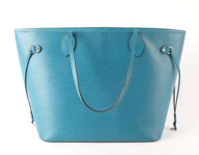 LOUIS VUITTON Cyan Epi Leather Neverfull MM Tote Bag