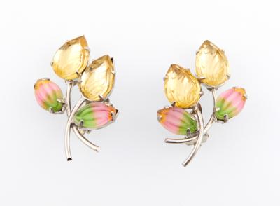 Paar Blüten-Ohrclips, Pricharé, - Handtaschen & Accessoires