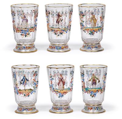 Bicchieri da acqua “in stile rococò“ Lobmeyr, - Vetri e porcellane