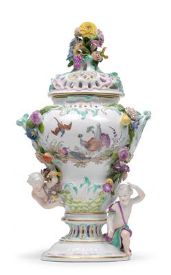 Potpourri vase with cover, - Sklo, Porcelán