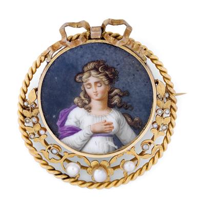 Russian porcelain brooch, - Glass and porcelain