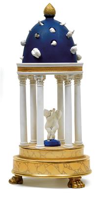 Tempietto with amoretti in a dome, - Glass and porcelain