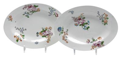 Paar Blumen-Platten, - Glas und Porzellan