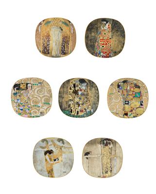 Gustav Klimt - Seven pictorial plates, - Vetri e porcellane