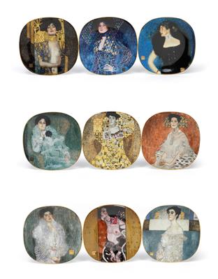 Gustav Klimt - Nine portrait plates, - Glass and porcelain