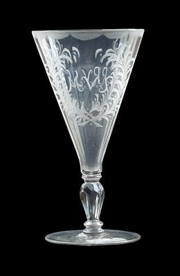 A goblet, - Glass and porcelain