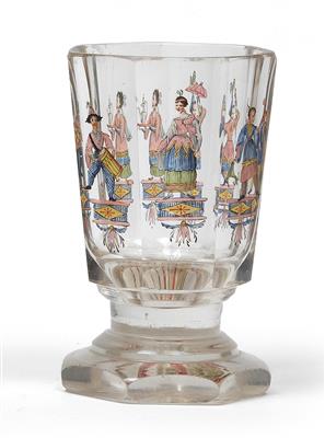 Pokal mit 7 "Chinesischen Gauklern", - Glas und Porzellan