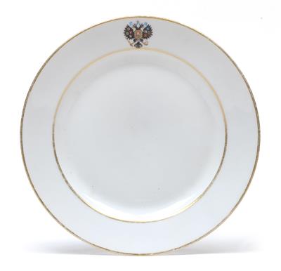 A Russian plate from the coronation service, - Sklo, Porcelán