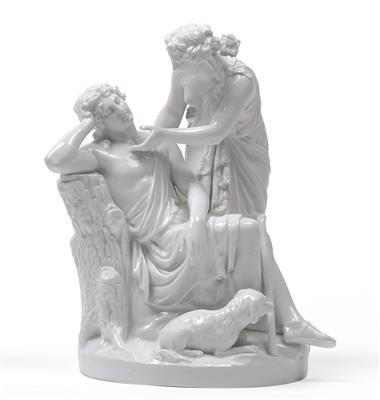 "Endymion & Luna" - A figural group, - Sklo, Porcelán