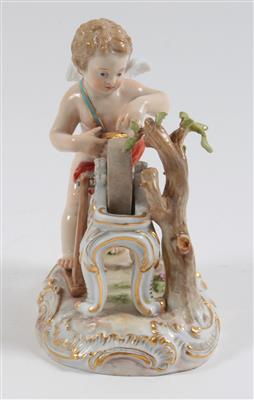 Cupid grinding his dart at the wheel, - Glass and porcelain