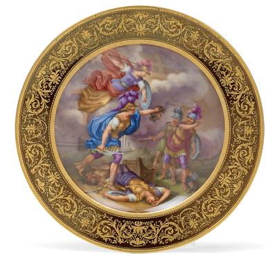 A pictorial plate, - Sklo, Porcelán