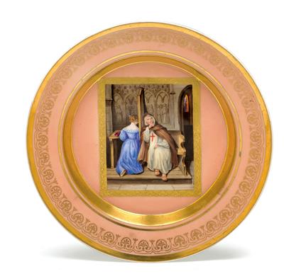 A pictorial plate - "In the confessional", - Vetri e porcellane