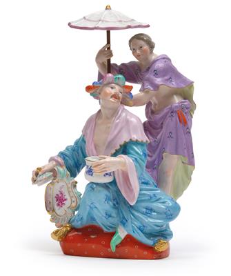 A Chinese figural group, - Sklo, Porcelán