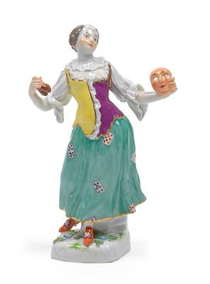 Colombine mit Maske und Kastagnetten aus der "commedia dell'arte", - Glas und Porzellan