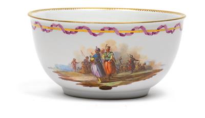 A bowl (‘Kumme’) with Turkish army camp, - Glass and porcelain