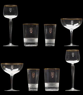 Lobmeyr - Drinking glasses with ligated monogram, - Glass and porcelain