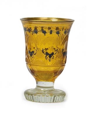 A goblet, - Glass and porcelain
