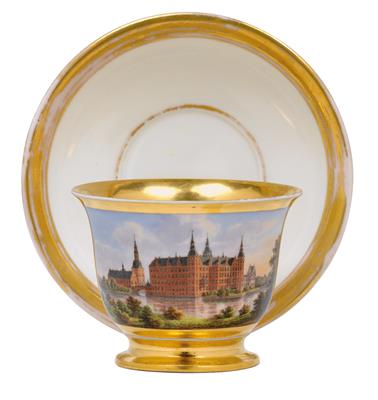 "Schloss Fredriksborg" Veduten-Tasse mit Untertasse, - Glas und Porzellan