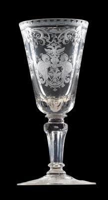 Pokal mit Wappen und Doppeladler, - Glas und Porzellan
