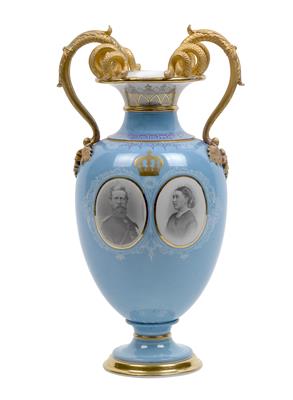 Porträt-Vase mit "Kaiser Wilhelm - Glas und Porzellan