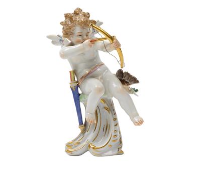 A figure of Cupid as a huntsman, - Glass and porcelain