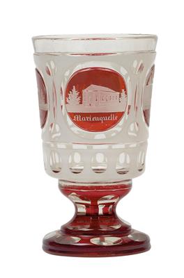 Fußbecher mit "Bäder-Veduten", - Glas und Porzellan