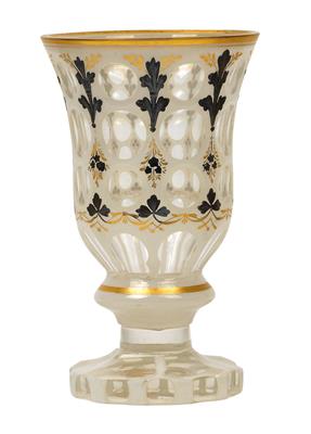 A goblet, - Glass and porcelain