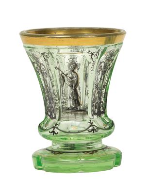 A socle cup decorated with Chinese artists, - Glass and porcelain