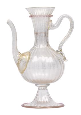 A Venetian jug with aventurine, - Glass and porcelain