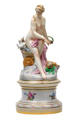 Venus seated in a shellwork carriage, - Sklo, Porcelán