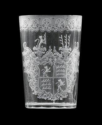 Three armorial glasses, - Sklo, Porcelán