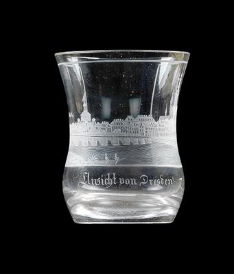 "Ansicht von Dresden" - A veduta cup, - Glass and porcelain