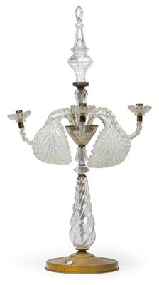 A French table candelabrum, - Sklo, Porcelán