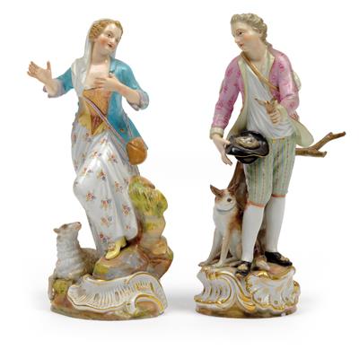 A shepherd and shepherdess in conversation, - Sklo, Porcelán