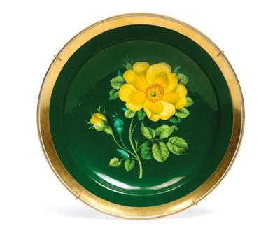 A botanical plate "Rosa lutea", - Sklo, Porcelán